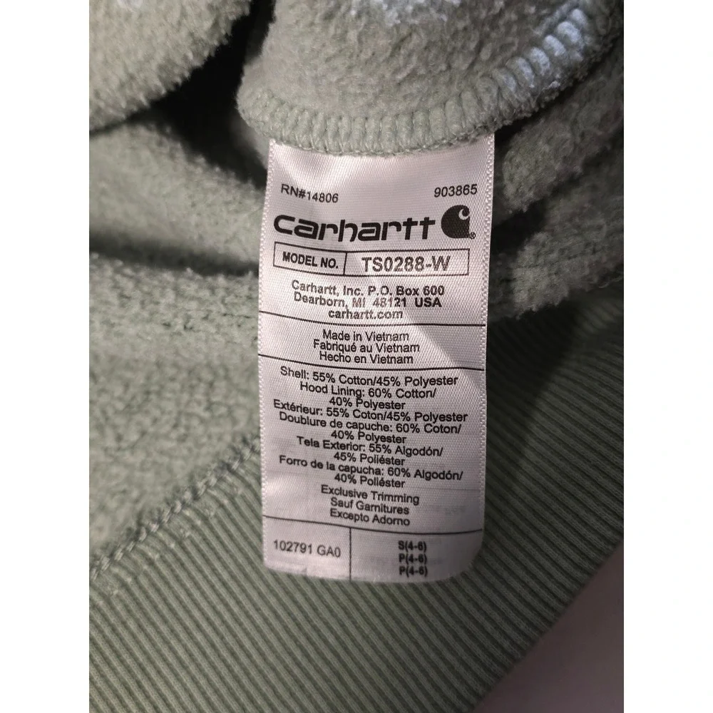 Carhartt Womens Relaxed Fit Graphic Sleeve Hoodie Sage Green TS0288-W Small - Picture 4 of 9
